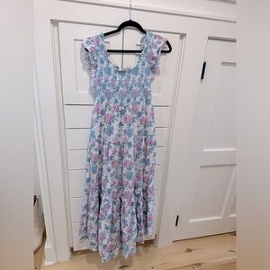 LoveShackFancy chessie smocked Maxi dress with ruffle sleeves